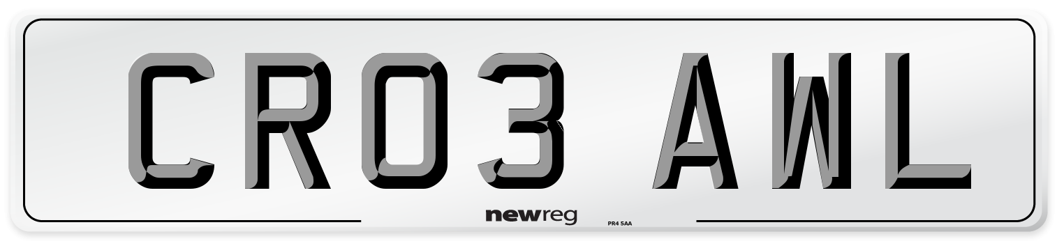 CR03 AWL Number Plate from New Reg